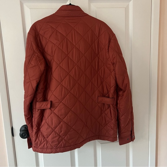 Peter Millar Norfolk quilted bomber barn jacket in burnt orange/rust, small - Picture 6 of 9